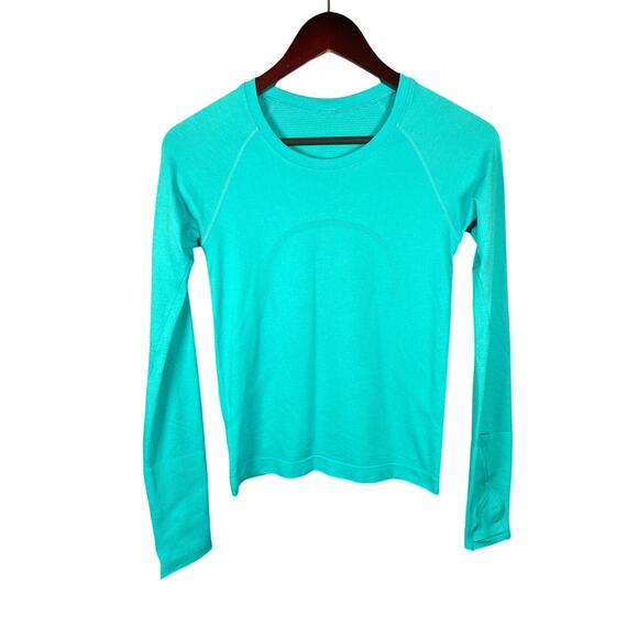 Lululemon Swiftly Tech LS 2.0 SZ 4 Tourqouise Tide Activewear Running Training - Picture 1 of 4